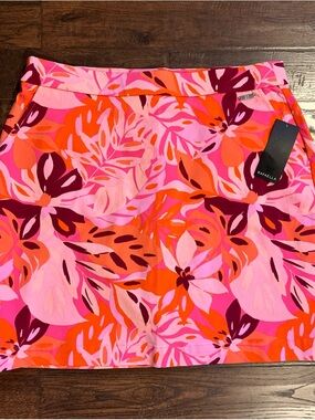 Rafaella Women’s Tropical Floral Print Stretchy Active Mini Skirt Skort Size M